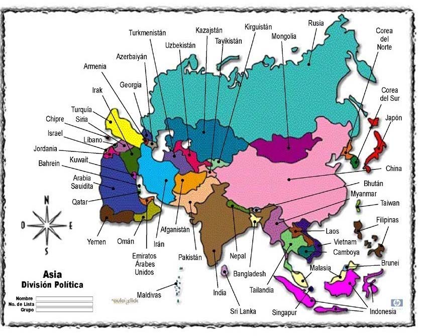 marcos gonzalez vazquez: mapa politico de asia